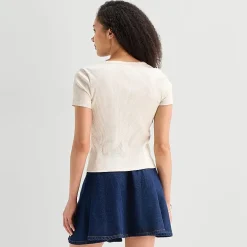 a.n.a Womens V Neck Short Sleeve Button Cardigan