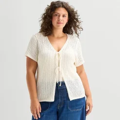 a.n.a Womens V Neck Tie Plus Sweater Vest