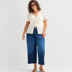 a.n.a Womens V Neck Tie Plus Sweater Vest