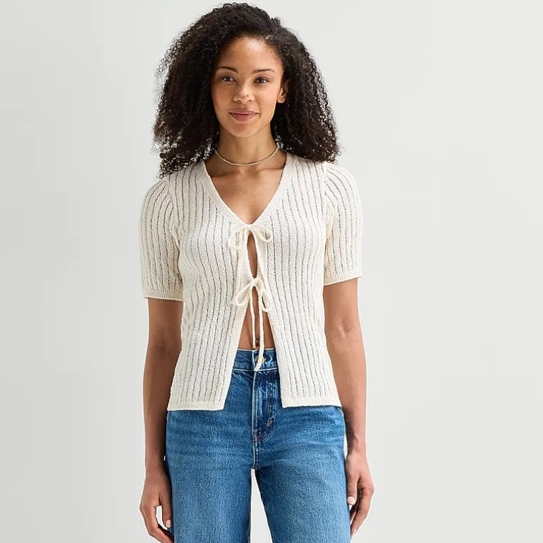 a.n.a Womens V Neck Tie Rib Knit Sweater Vest