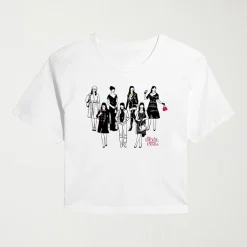 Andy Fashion Cropped Womens Juniors Crew Neck Short Sleeve Classic Fit Graphic T-Shirt