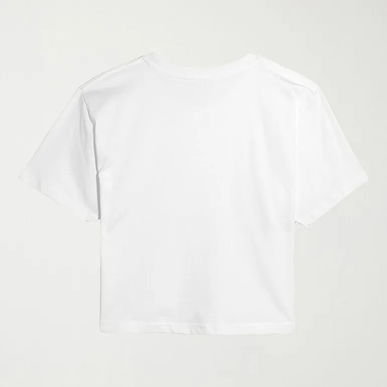 Andy Fashion Cropped Womens Juniors Crew Neck Short Sleeve Classic Fit Graphic T-Shirt