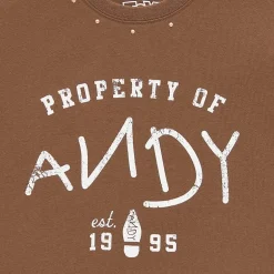Andy Studded Baby Tee Womens Juniors Crew Neck Short Sleeve Regular Fit Toy Story Graphic T-Shirt