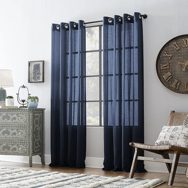 Archaeo Akari Slub Textured Linen Blend Grommet Top Sheer Single Curtain Panel