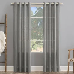 Archaeo Akari Slub Textured Linen Blend Grommet Top Sheer Single Curtain Panel