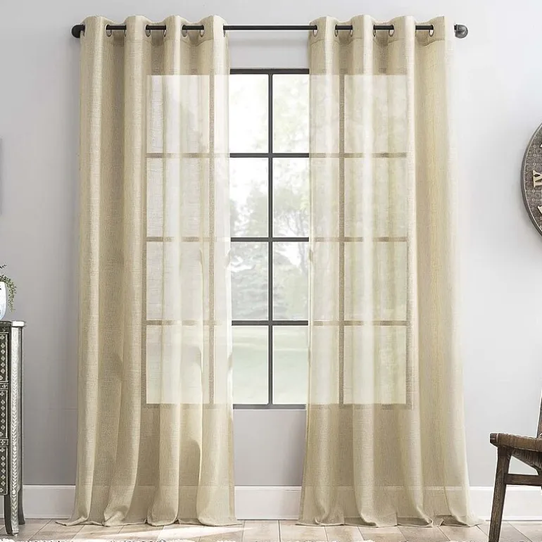 Archaeo Akari Slub Textured Linen Blend Grommet Top Sheer Single Curtain Panel