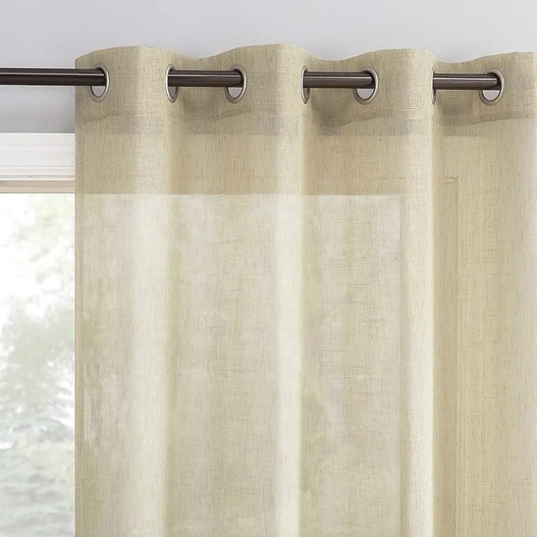 Archaeo Akari Slub Textured Linen Blend Grommet Top Sheer Single Curtain Panel