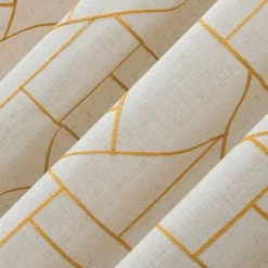 Archaeo Jigsaw Embroidery Linen Blend Rod Pocket Sheer Single Curtain Panel