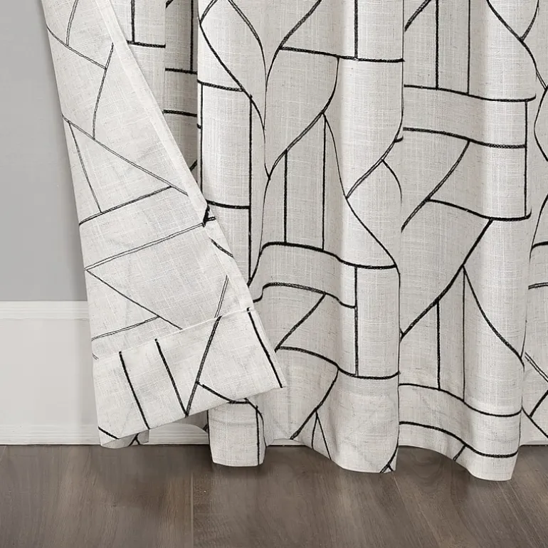 Archaeo Jigsaw Embroidery Linen Blend Rod Pocket Sheer Single Curtain Panel