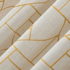 Archaeo Jigsaw Embroidery Linen Blend Rod Pocket Sheer Single Curtain Panel