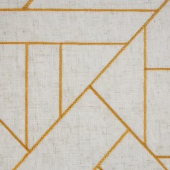 Archaeo Jigsaw Embroidery Linen Blend Rod Pocket Sheer Single Curtain Panel
