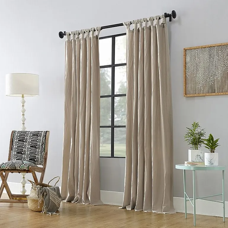 Archaeo Sarro Washed Cotton Tab Top Light-Filtering Single Curtain Panel