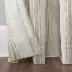 Archaeo Slub Texture Stripe Cotton Rod Pocket Light-Filtering Single Curtain Panel