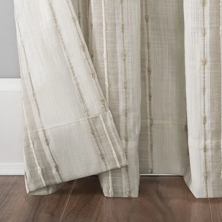 Archaeo Slub Texture Stripe Cotton Rod Pocket Light-Filtering Single Curtain Panel