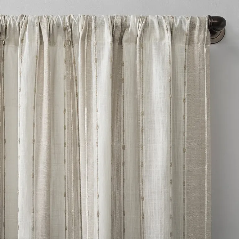Archaeo Slub Texture Stripe Cotton Rod Pocket Light-Filtering Single Curtain Panel