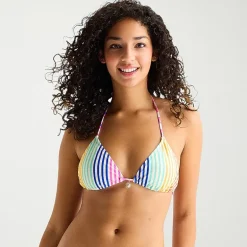 Arizona Adjustable Straps Juniors Triangle Bikini Swimsuit Top