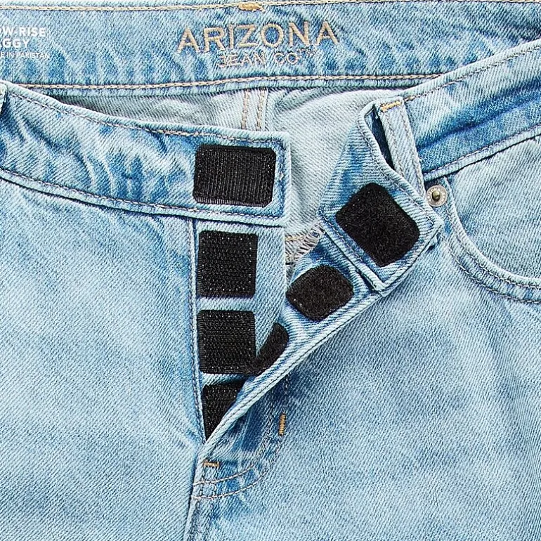 Arizona Airy Drape Womens Juniors Low Rise Adaptive Easy-on + Easy-off Baggy Fit Jean