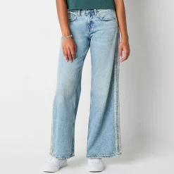 Arizona Airy Drape Womens Juniors Short Mid Rise Baggy Fit Jean