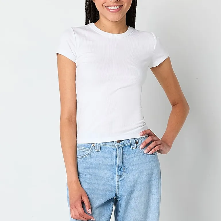 Arizona Baby Womens Juniors Crew Neck Short Sleeve T-Shirt