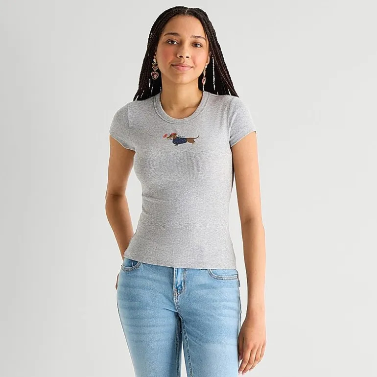 Arizona Baby Womens Juniors Crew Neck Short Sleeve T-Shirt