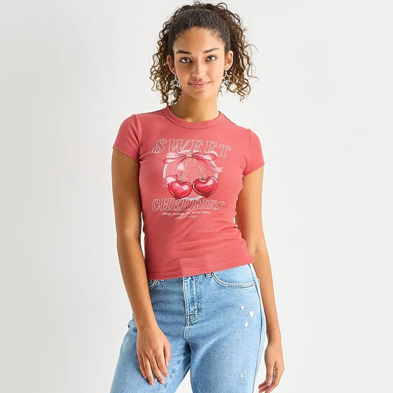 Arizona Baby Womens Juniors Crew Neck Short Sleeve T-Shirt