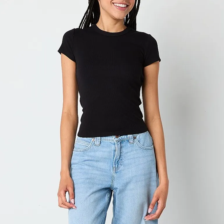 Arizona Baby Womens Juniors Crew Neck Short Sleeve T-Shirt