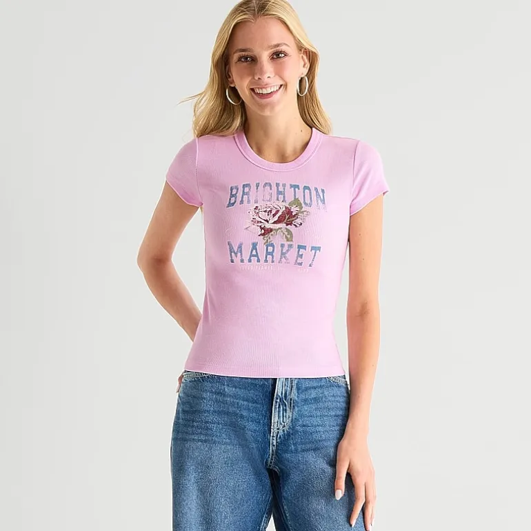Arizona Baby Womens Juniors Crew Neck Short Sleeve T-Shirt
