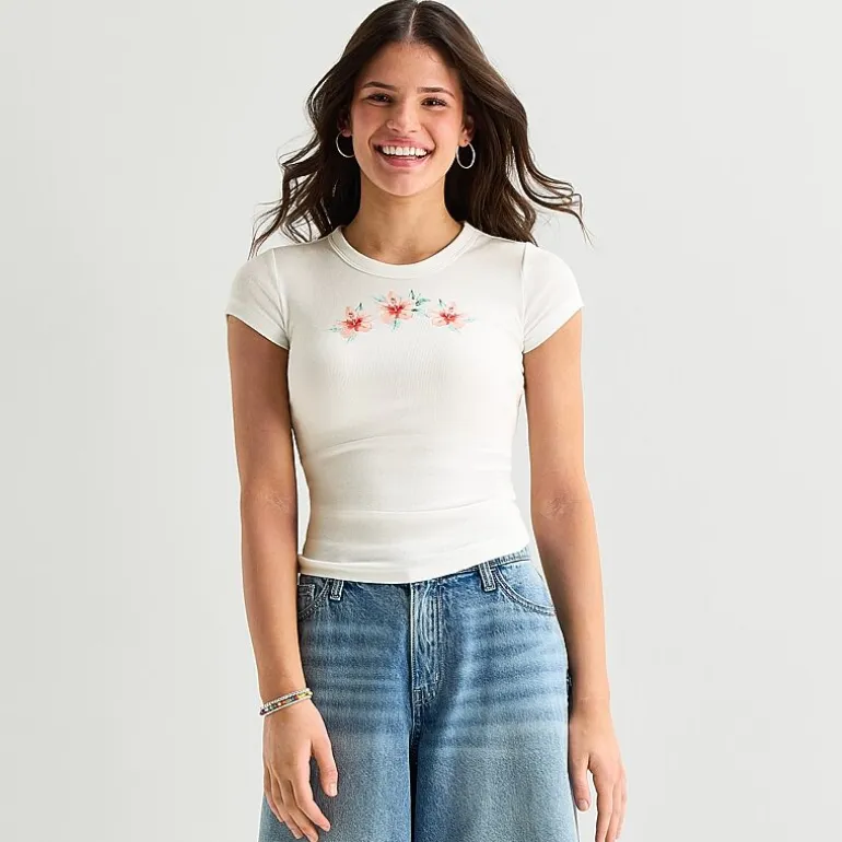 Arizona Baby Womens Juniors Crew Neck Short Sleeve T-Shirt