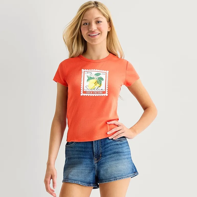 Arizona Baby Womens Juniors Crew Neck Short Sleeve T-Shirt