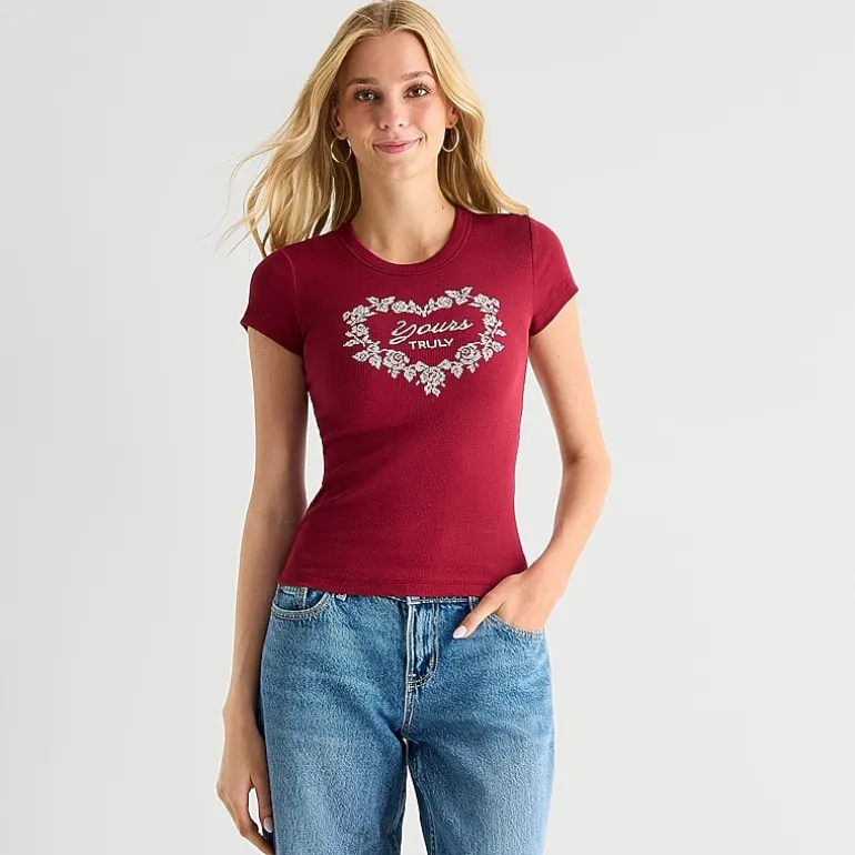 Arizona Baby Womens Juniors Crew Neck Short Sleeve T-Shirt