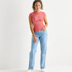Arizona Baby Womens Juniors Crew Neck Short Sleeve T-Shirt