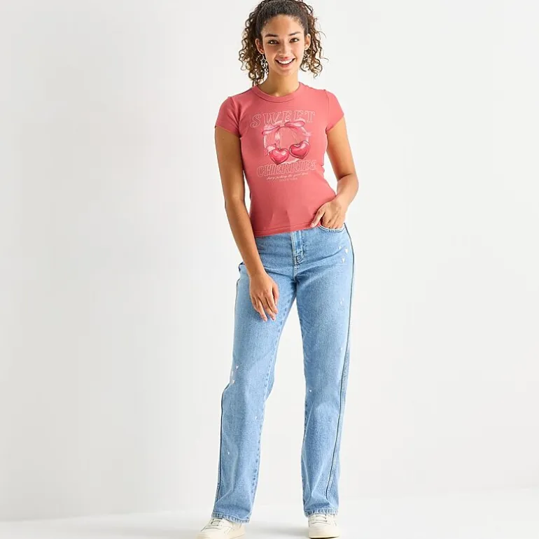 Arizona Baby Womens Juniors Crew Neck Short Sleeve T-Shirt