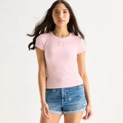 Arizona Baby Womens Juniors Crew Neck Short Sleeve T-Shirt