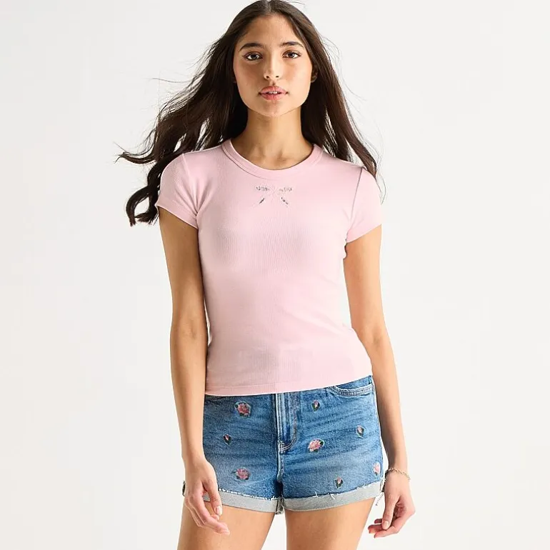 Arizona Baby Womens Juniors Crew Neck Short Sleeve T-Shirt