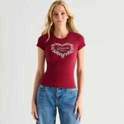 Arizona Baby Womens Juniors Crew Neck Short Sleeve T-Shirt