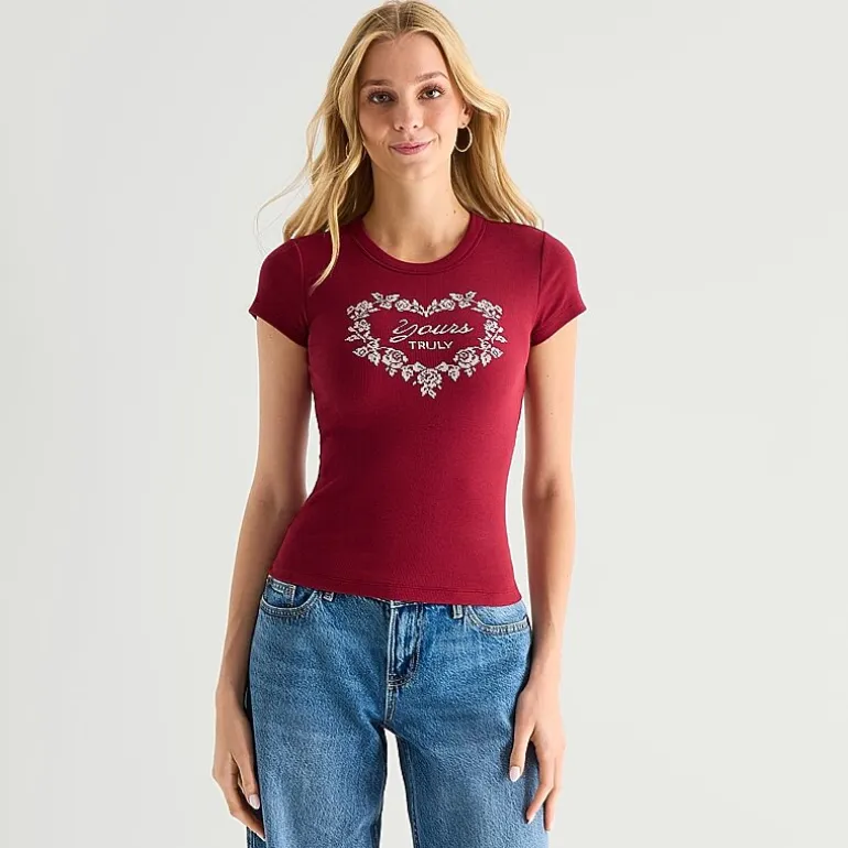 Arizona Baby Womens Juniors Crew Neck Short Sleeve T-Shirt