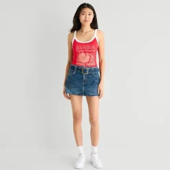 Arizona Belted Womens Juniors Low Rise Mini Denim Skirt