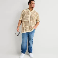Arizona Big and Tall Mens Short Sleeve Button Polo Sweater