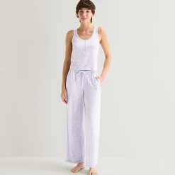 Arizona Body Cloud Kissed Womens Henley Neck Sleeveless Juniors Pajama Top