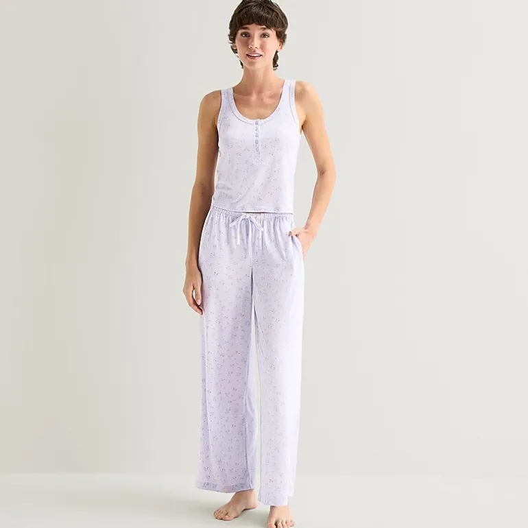 Arizona Body Cloud Kissed Womens Henley Neck Sleeveless Juniors Pajama Top