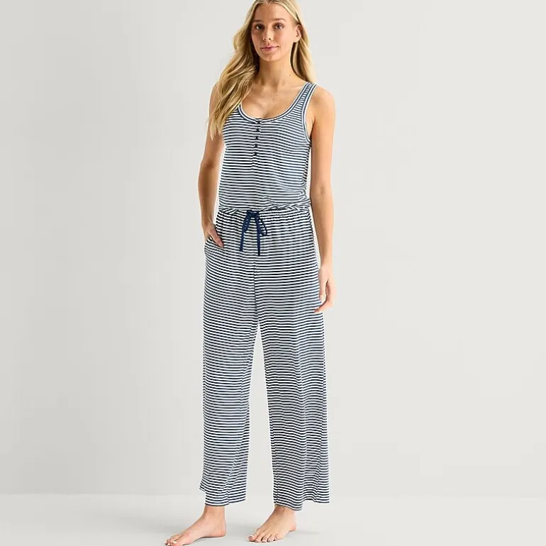 Arizona Body Cloud Kissed Womens Henley Neck Sleeveless Juniors Pajama Top