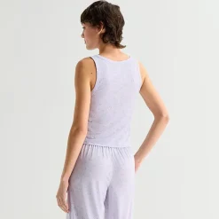 Arizona Body Cloud Kissed Womens Henley Neck Sleeveless Juniors Pajama Top