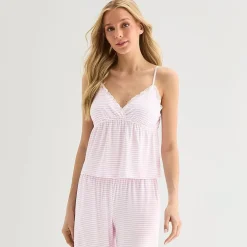 Arizona Body Cloud Kissed Womens V Neck Sleeveless Juniors Pajama Top