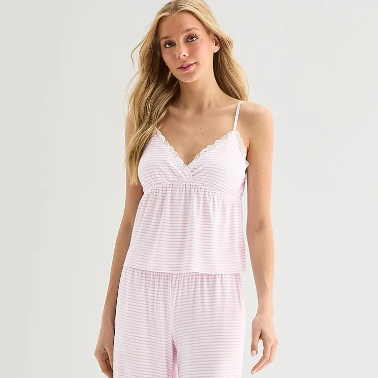 Arizona Body Cloud Kissed Womens V Neck Sleeveless Juniors Pajama Top