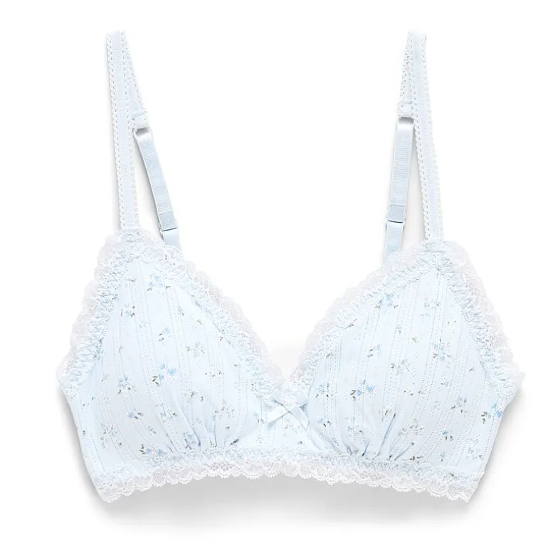 Arizona Body Cotton Pointelle with Lace Trim Bralette