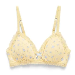 Arizona Body Cotton Pointelle with Lace Trim Bralette