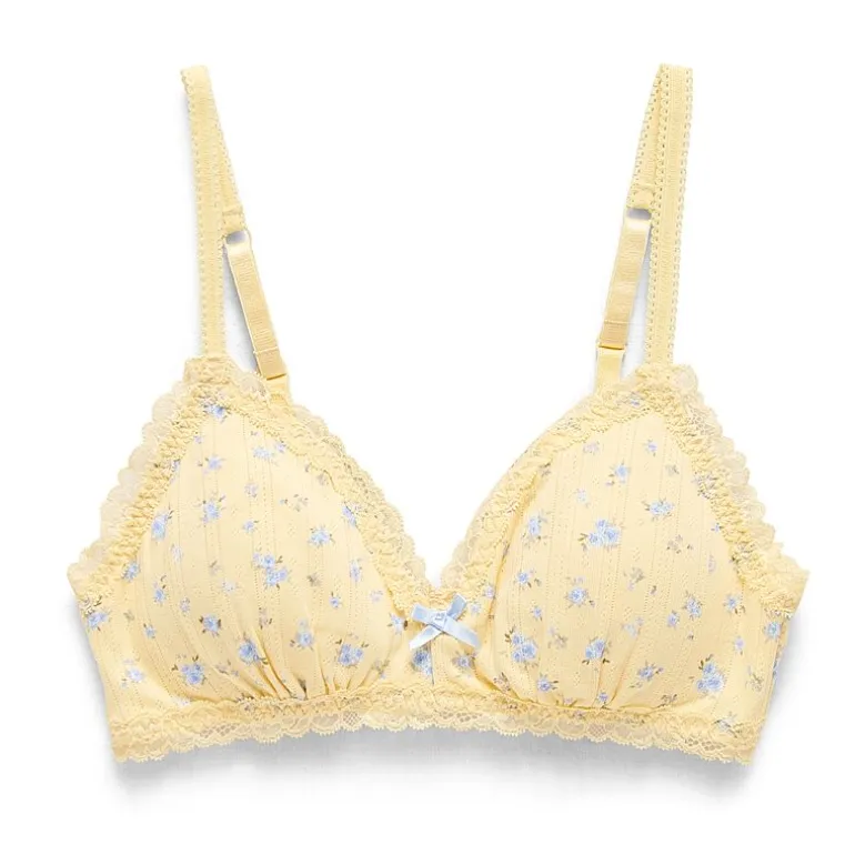 Arizona Body Cotton Pointelle with Lace Trim Bralette