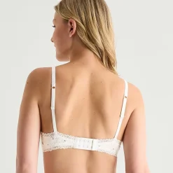 Arizona Body Cotton Pointelle with Lace Trim Bralette