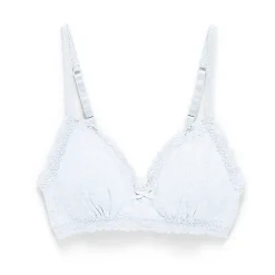Arizona Body Cotton Pointelle with Lace Trim Bralette