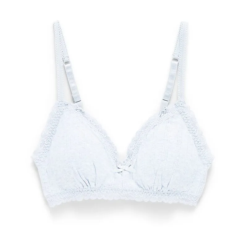 Arizona Body Cotton Pointelle with Lace Trim Bralette